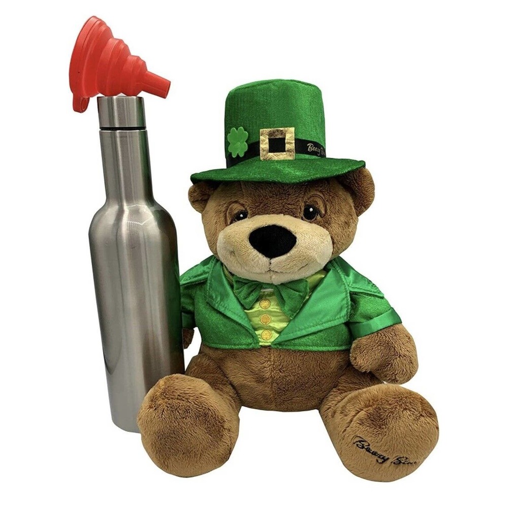 Boozy Bear St. Patrick’s Novelty Drinking Alcohol Gift w Hidden SS 750ml Flask - Picture 4 of 5